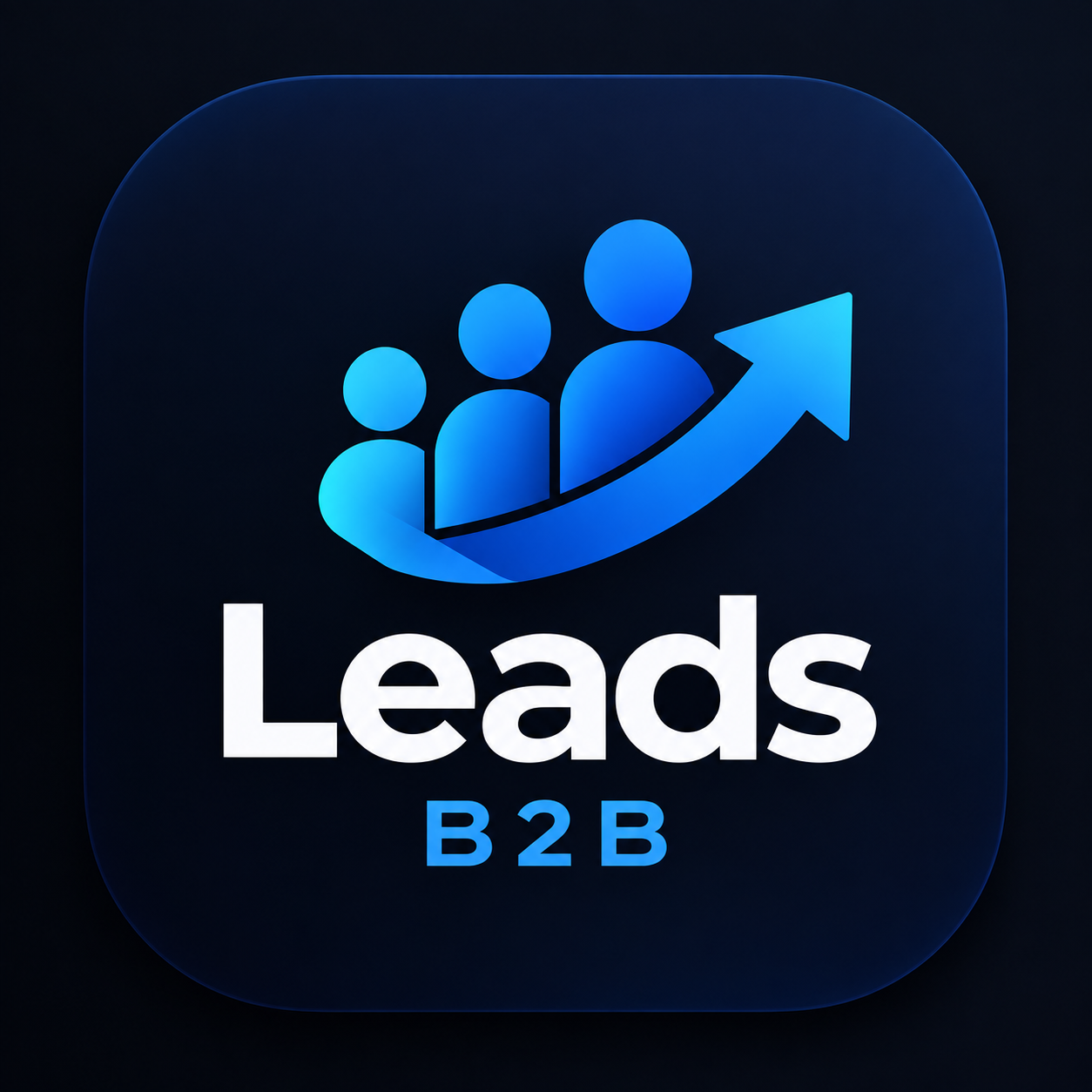 Logotipo de B2B Leads: tres contactos y una flecha ascendente
